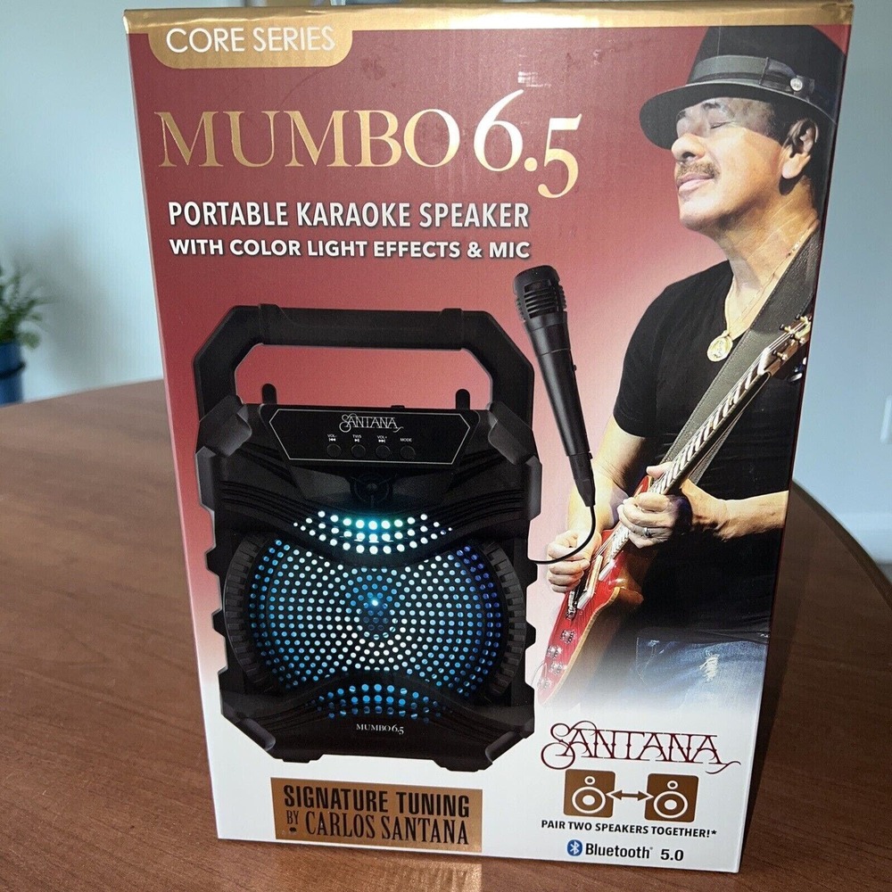 SANTANA MUMBO PORTABLE KARAOKE SPEAKER 6.5 BLUETOOTH COLOR LIGHTS & MICROPHONE